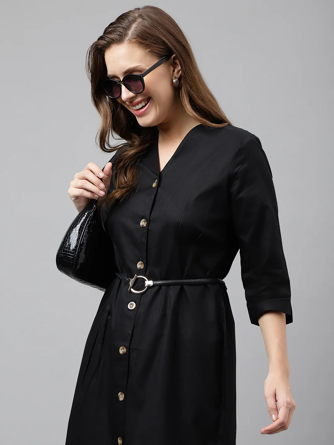 Women black cotton shirt