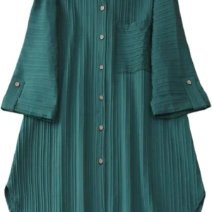 Women's Solid Button Front Shirt Dress